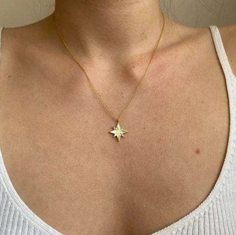 18K Gold Six Pointed Star Clavicle Chain Rimantojewelry
