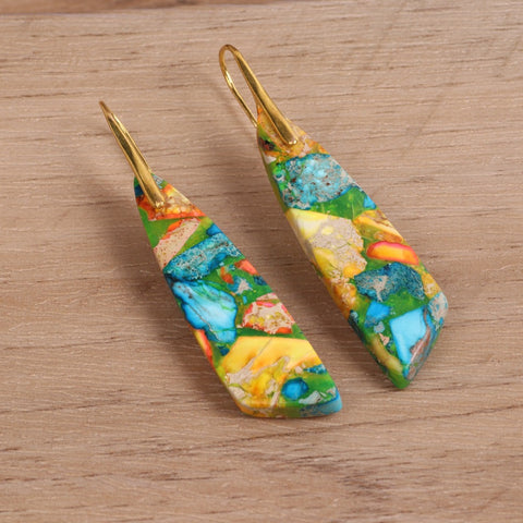 Geometric Flower Shape Pendant Earrings Rimantojewelry