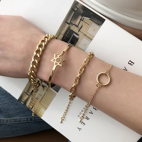 Chain Bracelet Ring Six-pointed Star Geometric Simple Bracelet Rimantojewelry