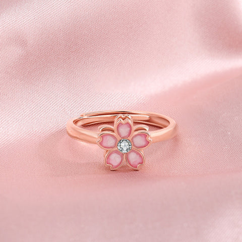 Cherry Blossom Rotatable Ring Ins Sweet Rings pink