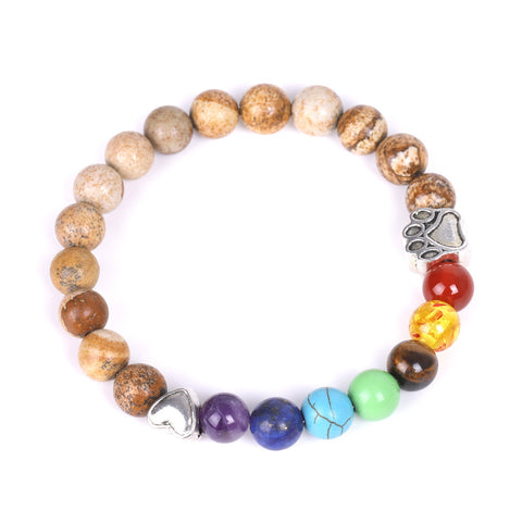 Heart Colorful Natural Stone Bracelet Rimantojewelry