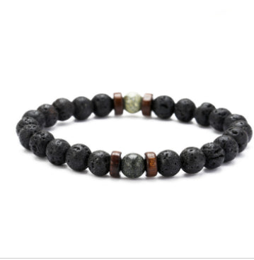 Personality Men's Black Volcanic Stone Bracelet Rimantojewelry