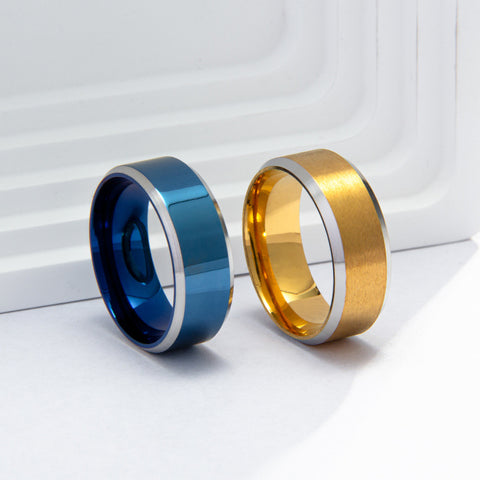 Ring Matt Stainless Steel Simple Design blue