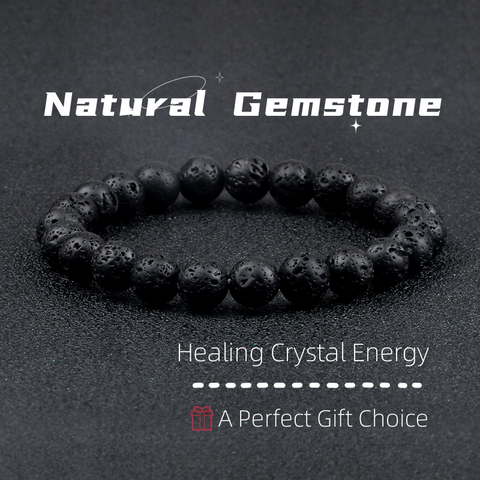 Natural Volcanic Stone Beads Bracelets Black Rimantojewelry