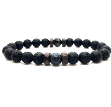 Personality Men's Black Volcanic Stone Bracelet Rimantojewelry