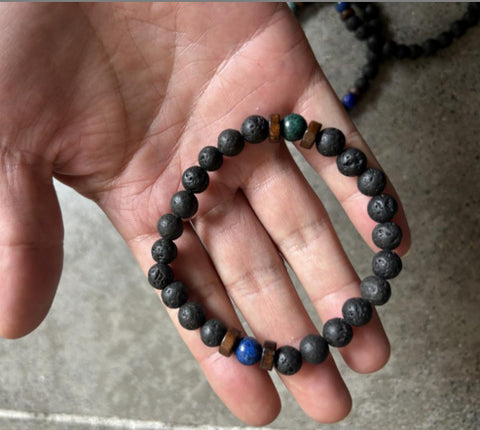 Personality Men's Black Volcanic Stone Bracelet Rimantojewelry