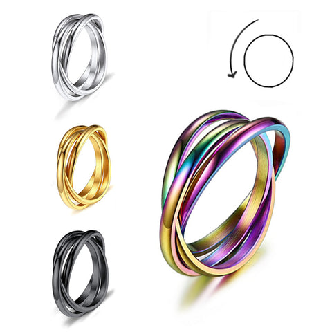 Stainless Steel Ring Triple Row Rolling Ring