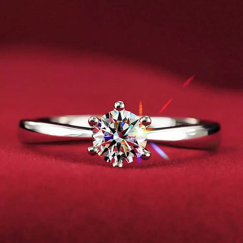 Women's White Copper Zircon Ring front