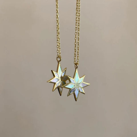 18K Gold Six Pointed Star Clavicle Chain Rimantojewelry