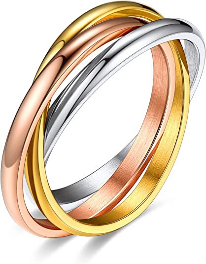 Stainless Steel Ring Triple Row Rolling Ring multi