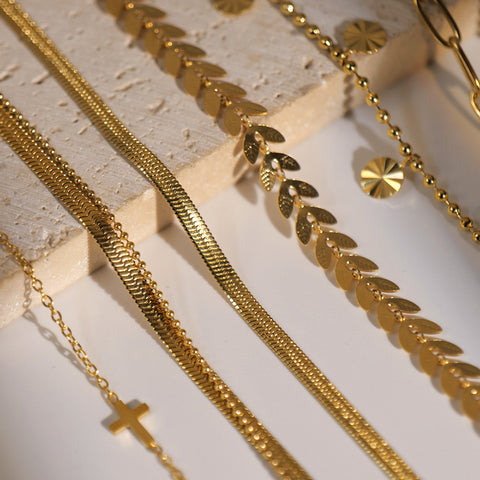 Retro 18K Gold Cross Fine Feet Chain anklet For Women Rimantojewelry