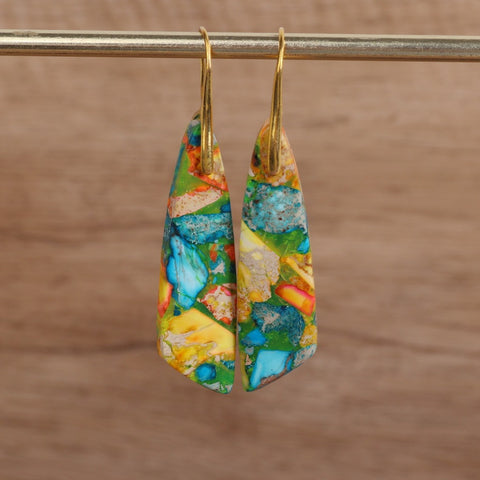 Geometric Flower Shape Pendant Earrings Rimantojewelry